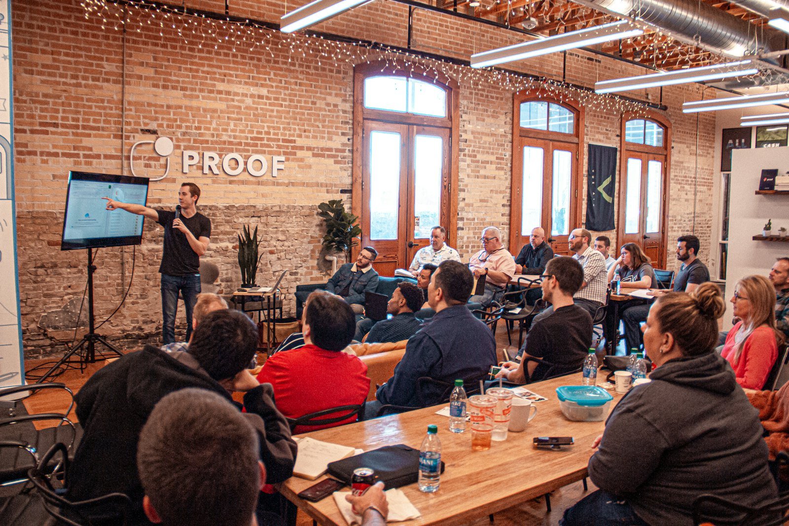 Founder pitching on stage